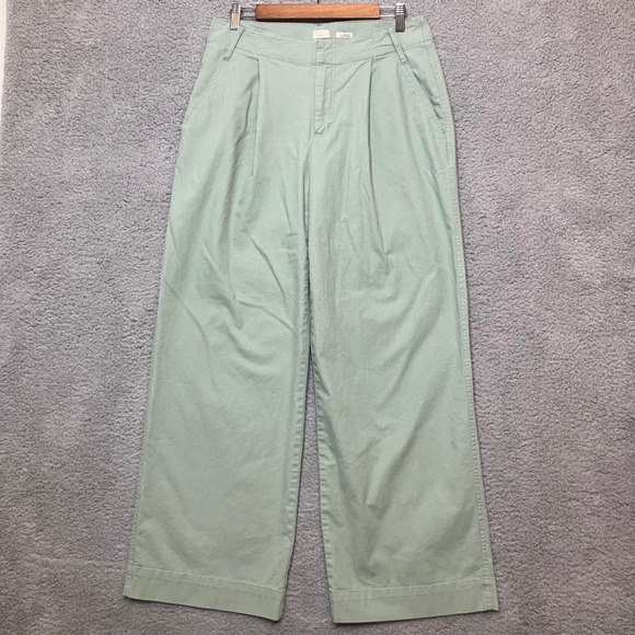 a new day Pants - A New Day Sage Green High Rise Wide Leg Pleated Front Stretch Trousers Size 8